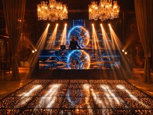 Piso iluminado estrelado tipo Paris para pista de dança de casamento - Padoma Eventos